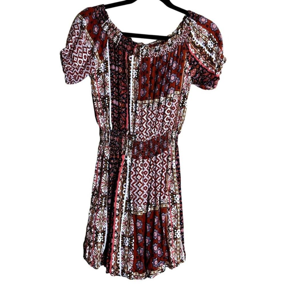 Paper Crane Anthropologie Mini Dress Women Medium Boho Prairie Hippie ArtToWear